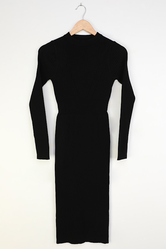 black bodycon sweater dress