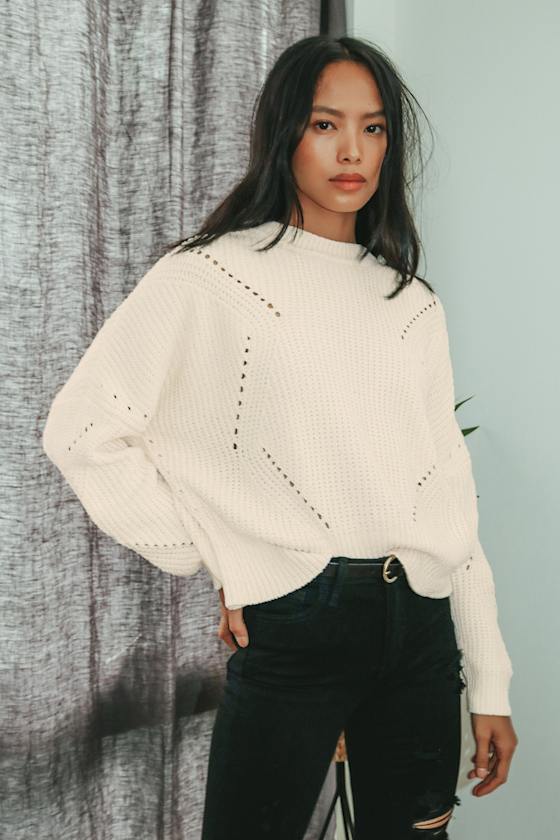 Pink/Ivory Chenille Striped Sweater