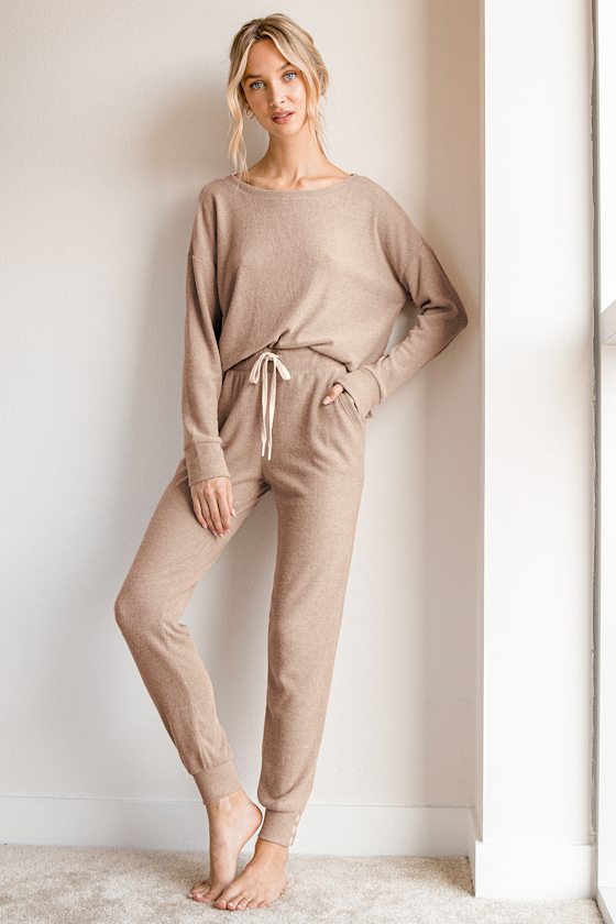 Leila Beige Ribbed Long Sleeve Top 6