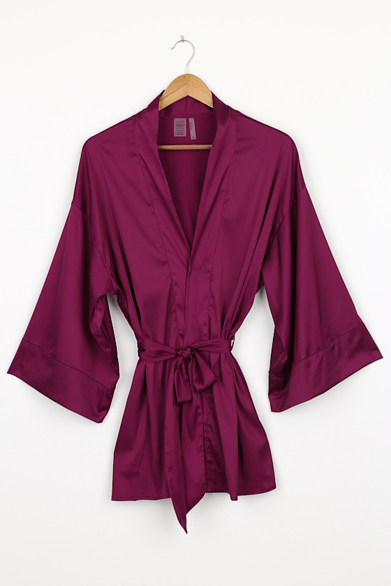 plum silk robe