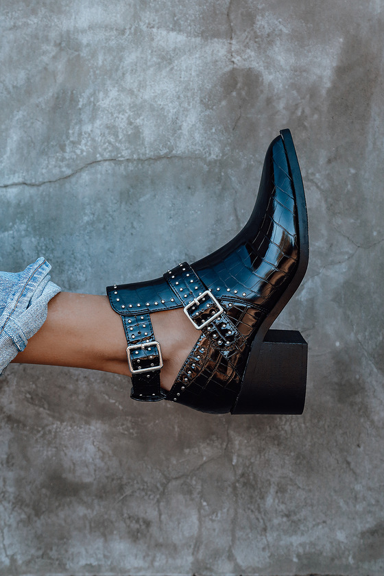 croc studded ankle boots