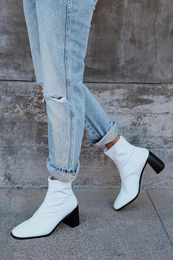white mid calf booties