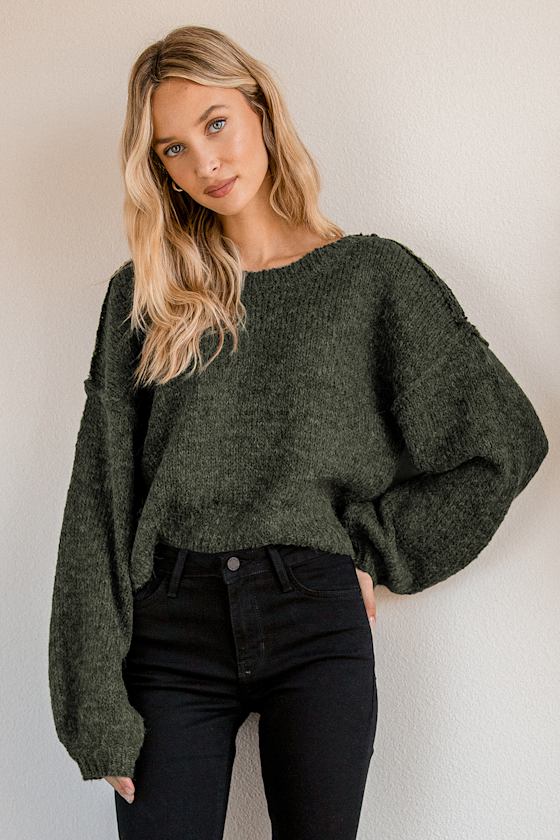 Always Together Forest Green Balloon Sleeve Sweater 7