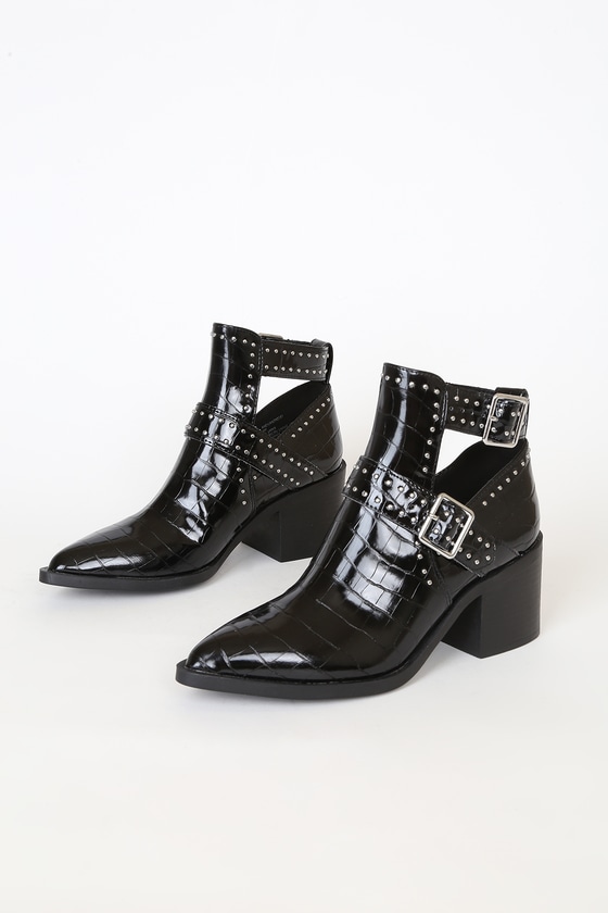 croc studded ankle boots