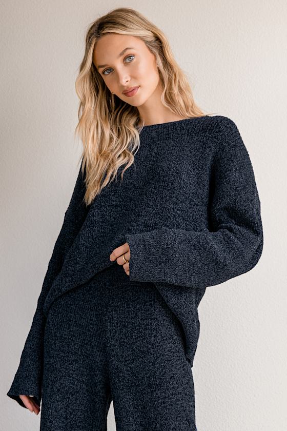 Comfy Cutie Midnight Blue Chenille Sweater 5