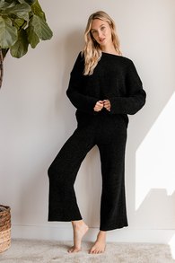 Comfy Cutie Black Chenille Sweater Pants