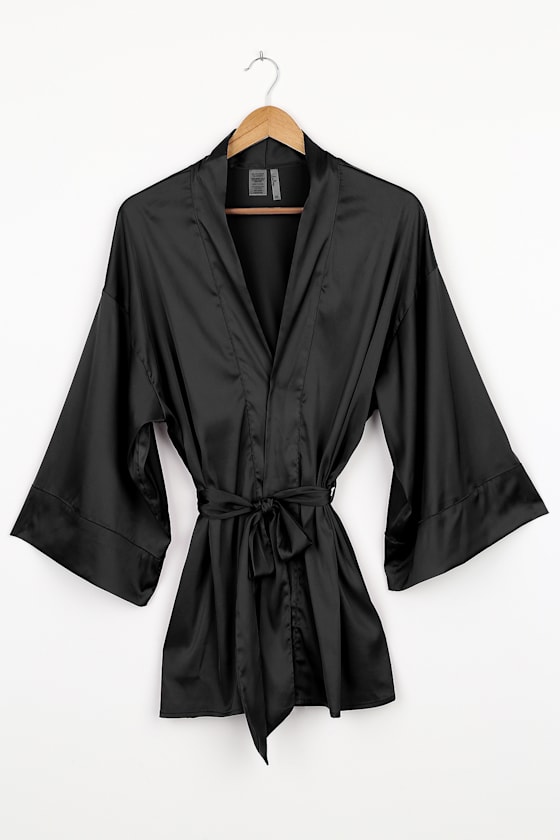 short black satin robe