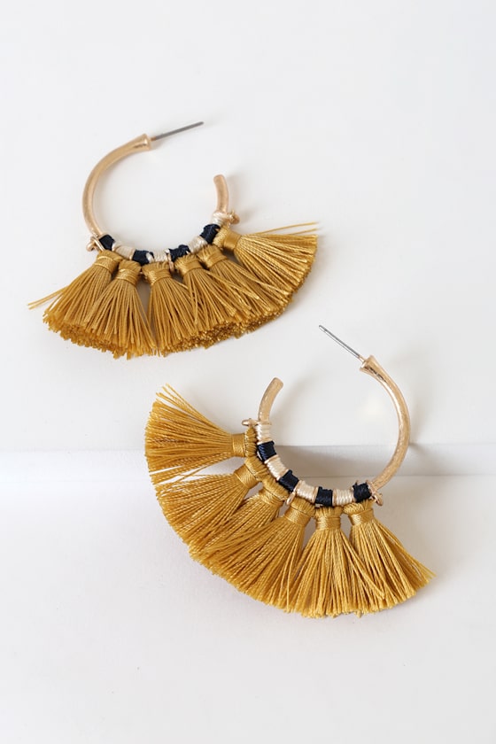 mustard yellow hoop earrings