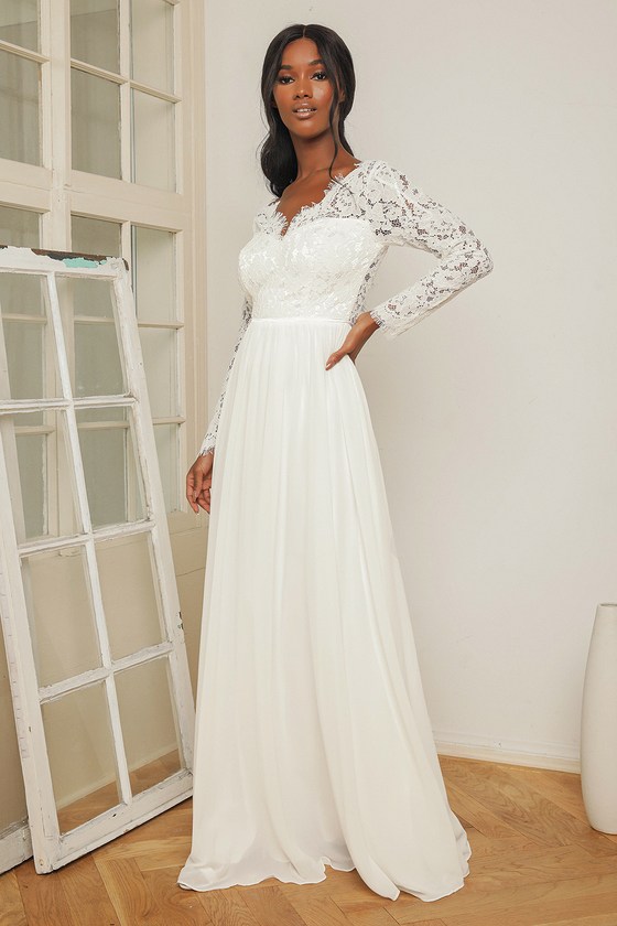all white long sleeve maxi dress