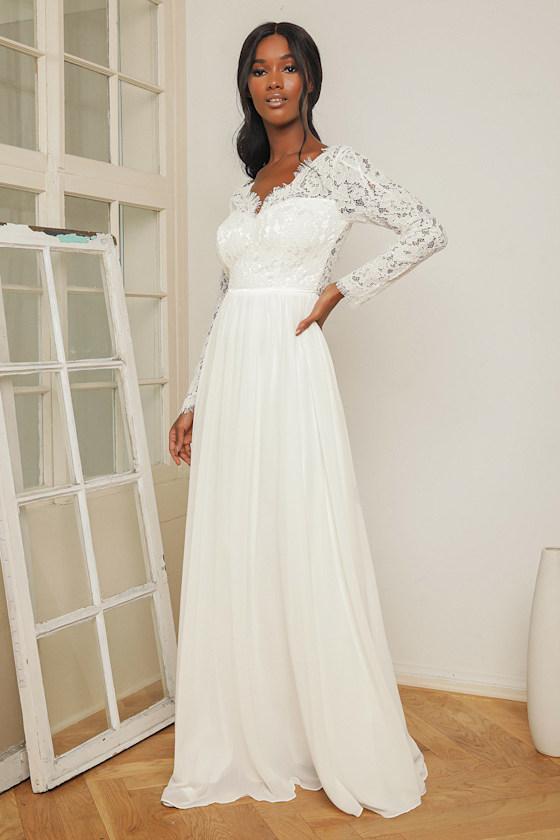 wedding maxi dress long sleeve