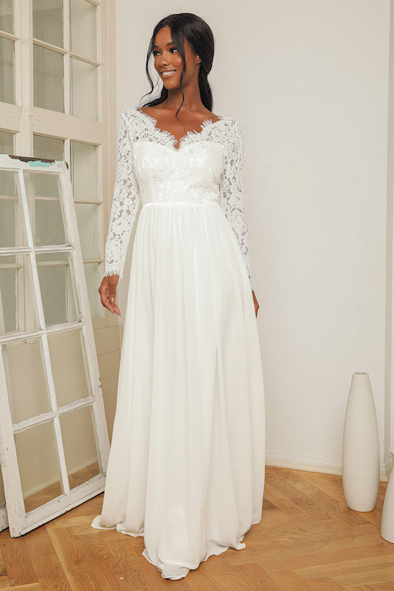 white lace gown