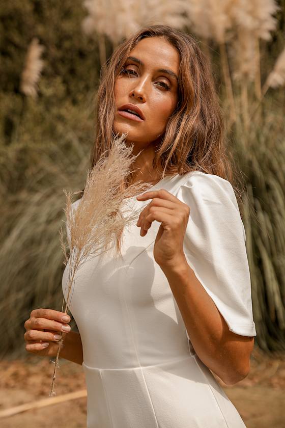 Modern Modest Ivory Puff Sleeve Jumpsuit 6