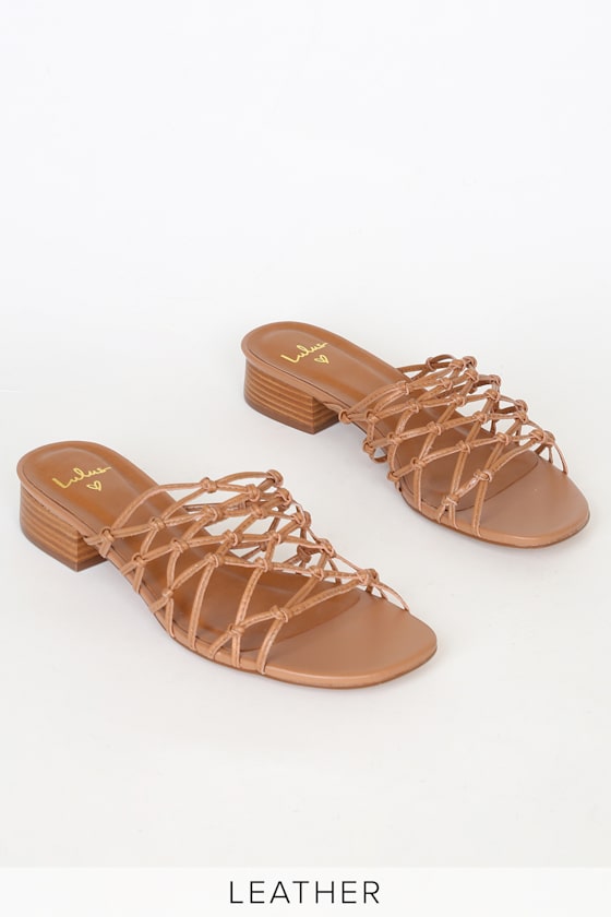 cognac woven mules