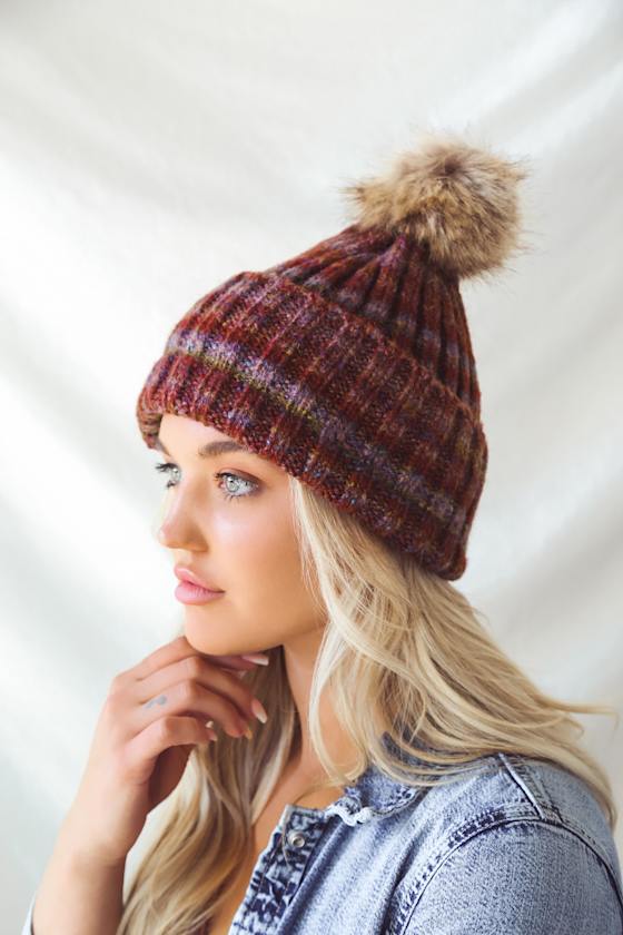 Red Beanie Pom Pom Beanie Red Multi Beanie Knit Beanie Lulus