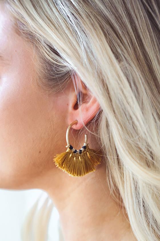 mustard yellow hoop earrings