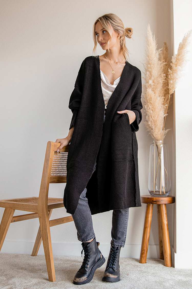 Cute Black Sweater - Cardigan Sweater - Long Cardigan Sweater - Lulus