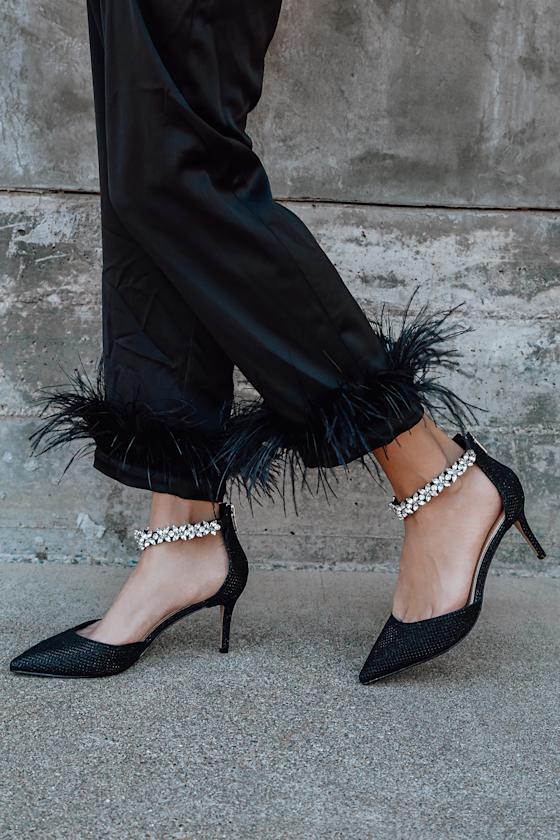 JBM Raleigh Black Glitter High Heels Rhinestone Pumps Lulus