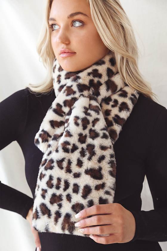 Shiraleah Soft Scarf Faux Fur Scarf Leopard Print Scarf Lulus
