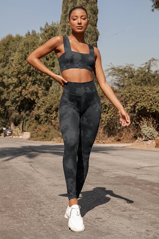 Aryah Black Tie-Dye High-Impact Leggings 4