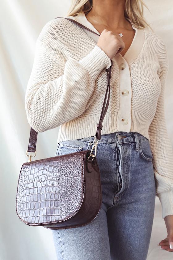 Peek of Chic Chocolate Brown Crossbody Bag 3