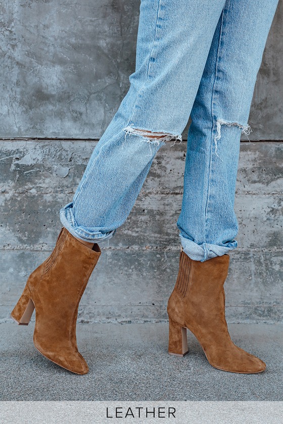 cognac suede boots