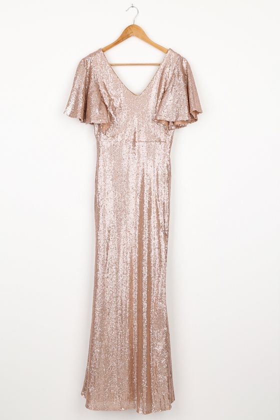 flutter sleeve dress maxi