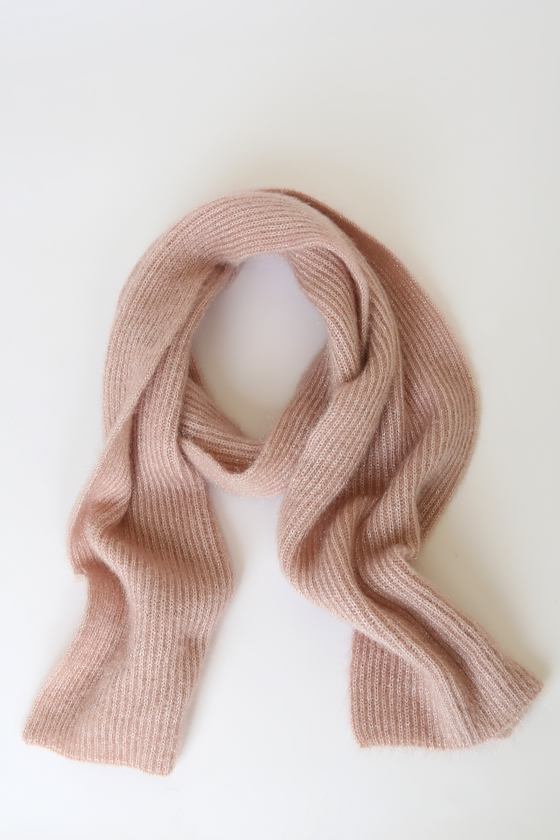 Blush Pink Scarf Ribbed Knit Scarf Fuzzy Scarf Lulus