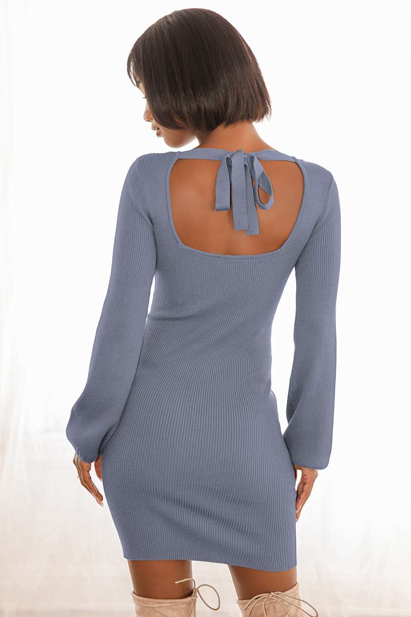 dusty blue sweater dress Lina Two Piece Dress Set in Dusty Blue