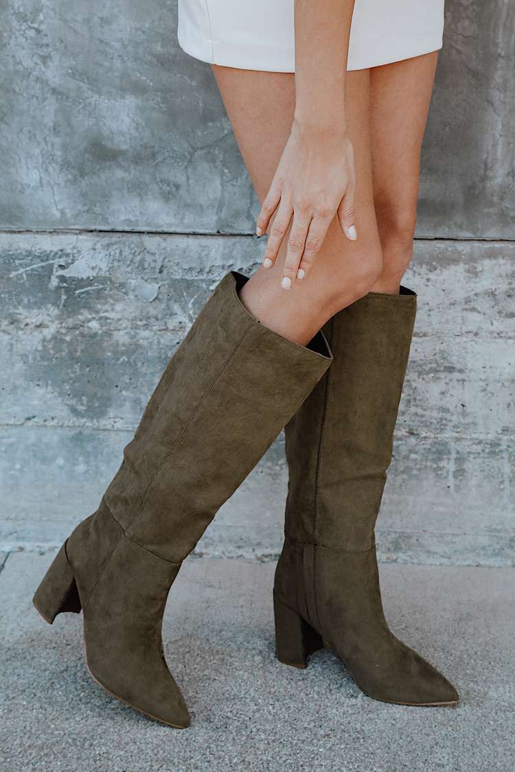 olive green high boots