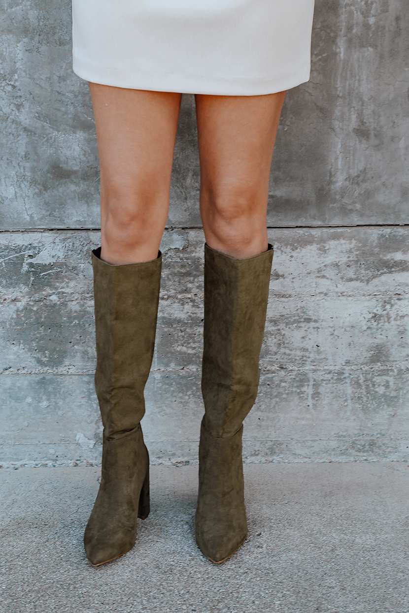 olive green high boots