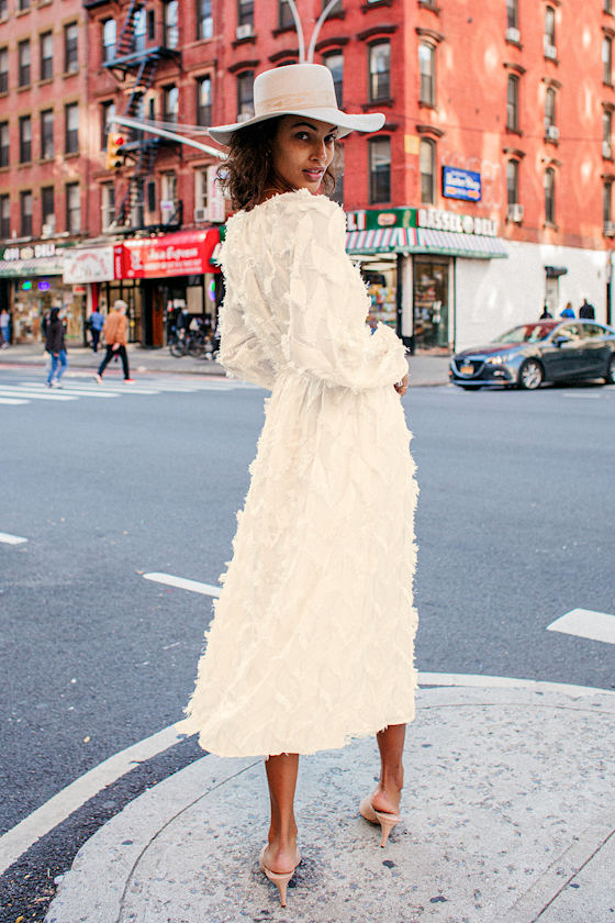 It's a Love Story Cream Fringe Balloon Sleeve Midi Dress 4