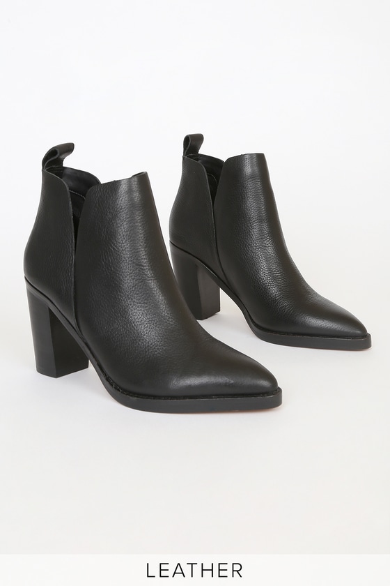Dolce Vita Shanon Black - Leather Ankle Booties - Ankle Boots - Lulus