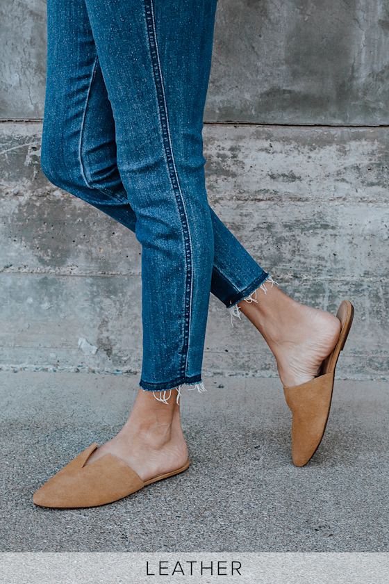 Cute Camel Suede Slides - Suede Leather Slides - Suede ...