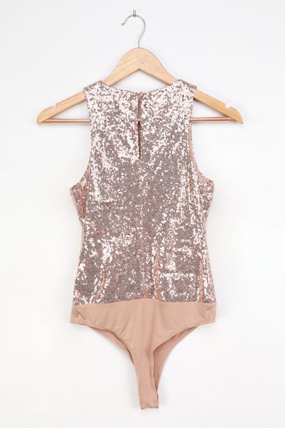 Rose Gold Bodysuit Sequin Bodysuit Rose Gold Sequin Top Lulus