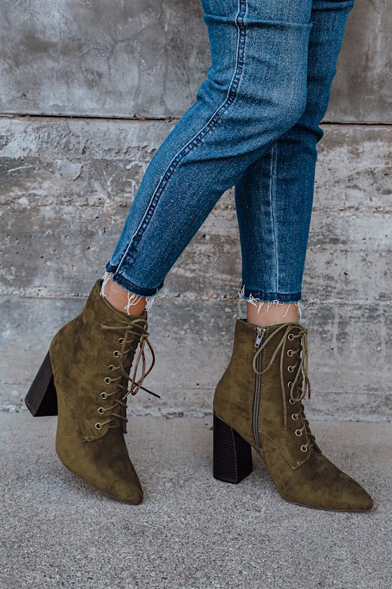womens olive green suede boots