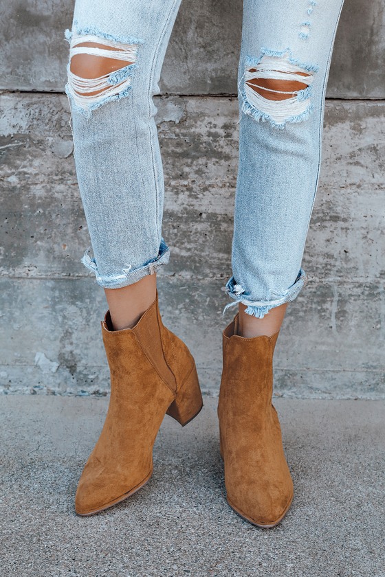 pointed toe suede ankle boots