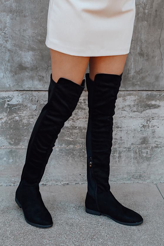 Vanessa Black Suede Over the Knee Boots 1