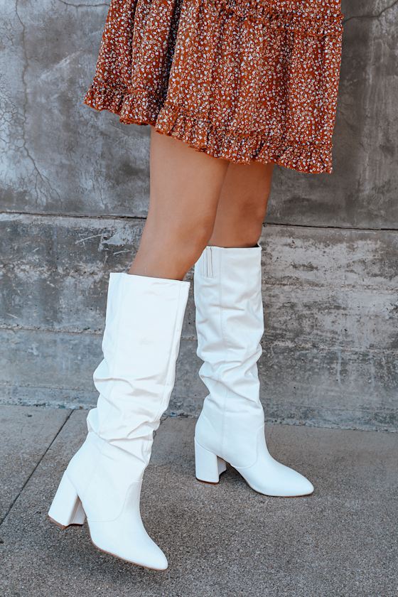 white boots knee high near me