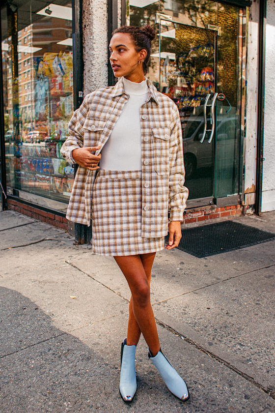 plaid mini skirt lulus