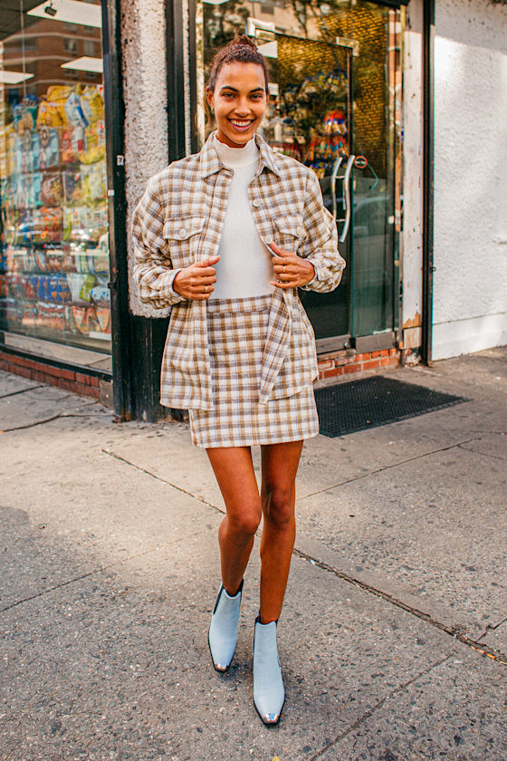 Ode to Cozy Cream Plaid Lightweight Jacket 1