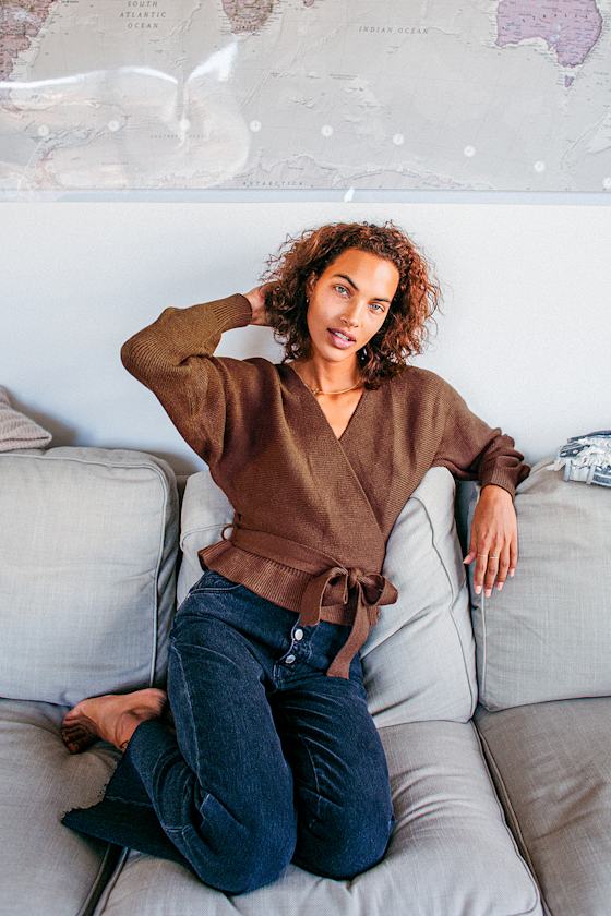 Chic Brown Top - Sweater Top - Knit Surplice Top - Peplum Top - Lulus