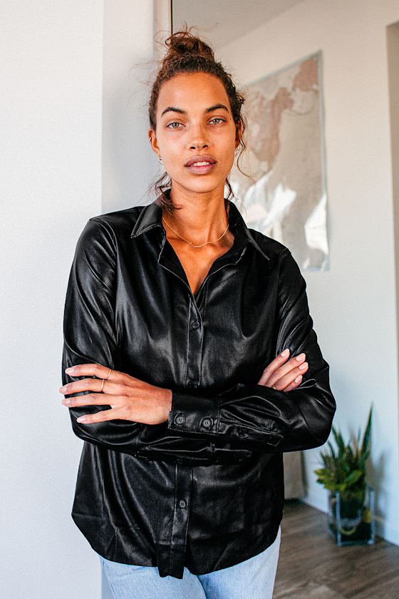 Vegan Leather Blouse 