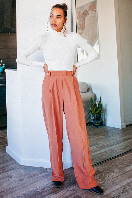 Working for the Weekend Rust Red Wide-Leg Trouser Pants