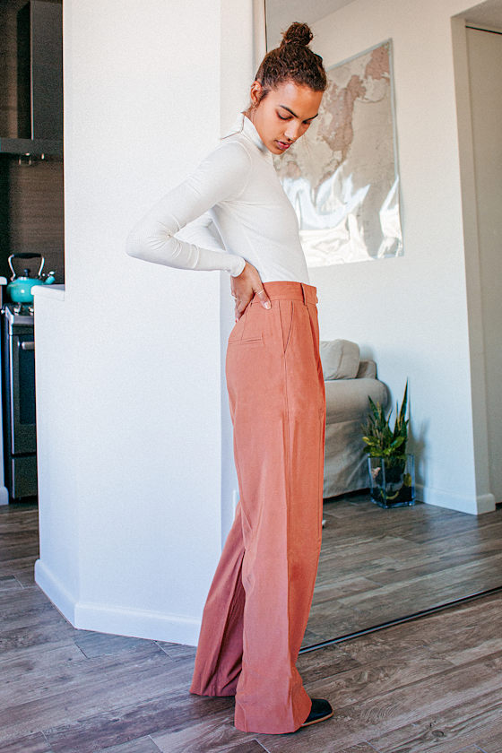 Working for the Weekend Terra Cotta Wide-Leg Trouser Pants 6