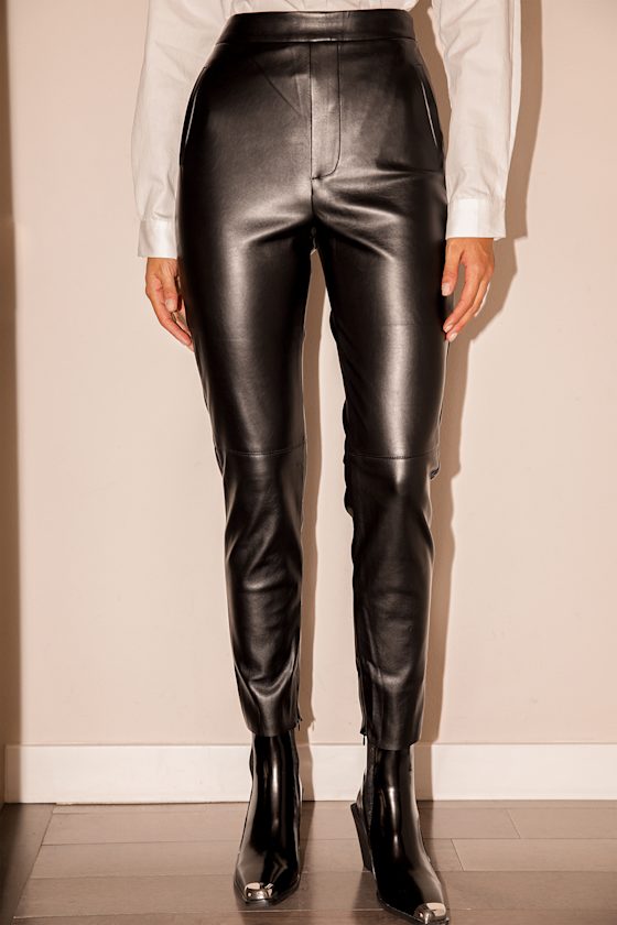 Keep Your Stride Black Vegan Leather Trouser Leggings 1