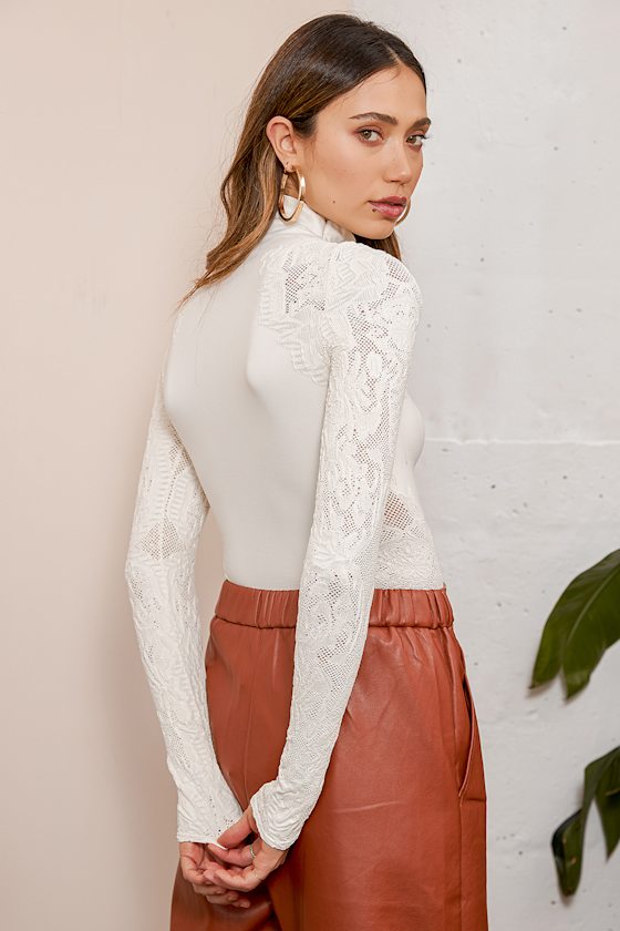 Free People No Turning Back - Laser Cut Top - White Long Sleeve
