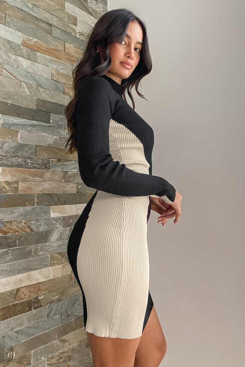 Black and Beige Dress - Bodycon Mini Dress - Color Block Dress - Lulus Black and Beige Dress - Bodycon Mini Dress - Color Block Dress - Lulus