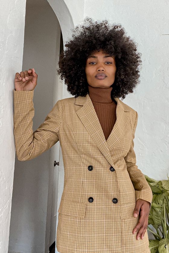 Handle Your Business Yellow Plaid Double Breasted Blazer 8