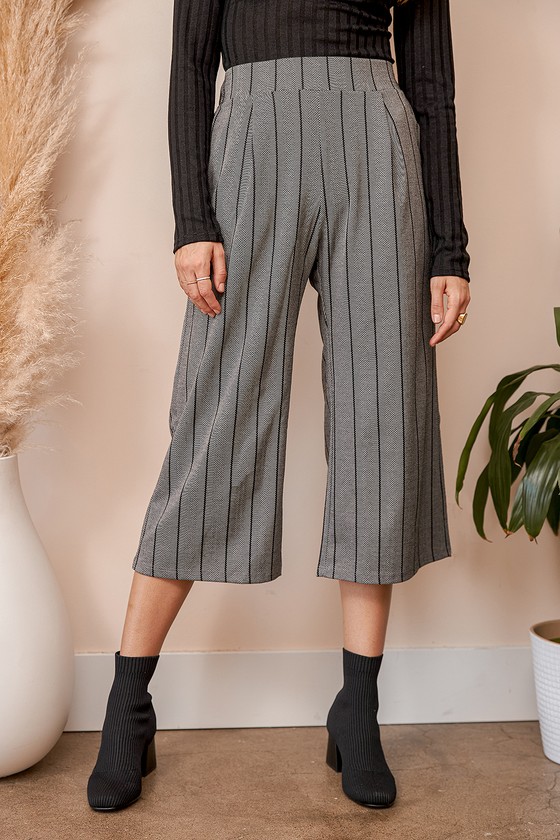 Grey Culottes - Striped Culottes - Pull-On Culottes Pants - Lulus