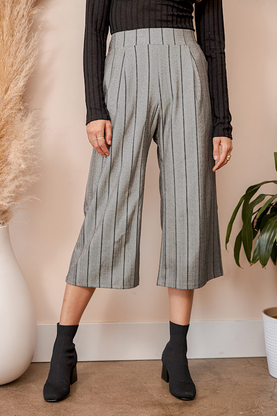 Grey Culottes - Striped Culottes - Pull-On Culottes Pants - Lulus